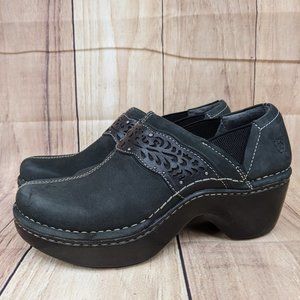 ARIAT Southlake Brushed Black Clog 10005779 Sz 7 Elastic Gussets